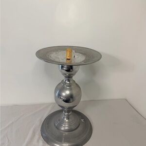 Eichholtz Silver Aluminum Pedestal Candle Holder Modern Luxe Decor